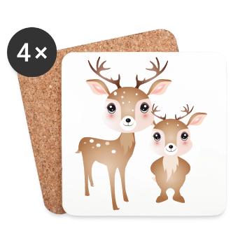 two cute deer - favourite motif for two - Coasters (set of 4) - white - Front