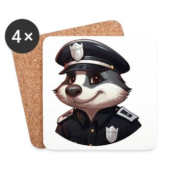 Badger Policewoman - Coasters (set of 4) - white - Front