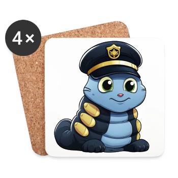 Police Caterpillar - Coasters (set of 4) - white - Front