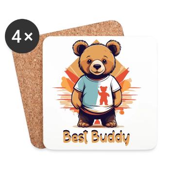 Ours en peluche mon meilleur copain - Dessous de verre (lot de 4) - blanc - Devant