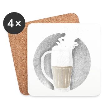 Chope de bière Boisson de bière Soirée après-ski - Dessous de verre (lot de 4) - blanc - Devant