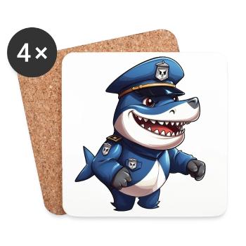 Shark Police - Coasters (set of 4) - white - Front