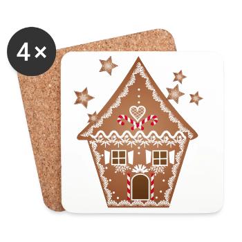 rustic gingerbread house with gingerbread stars - Coasters (set of 4) - white - Front