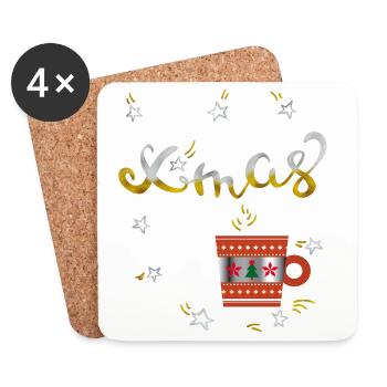 Café de l’Avent - Dessous de verre (lot de 4) - blanc - Devant
