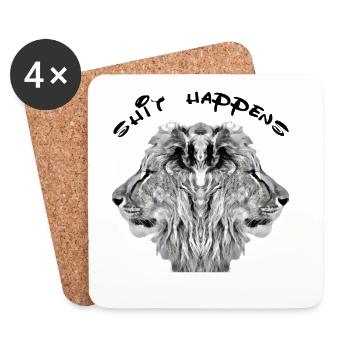 Double Wolf Mirror Face - Coasters (set of 4) - white - Front
