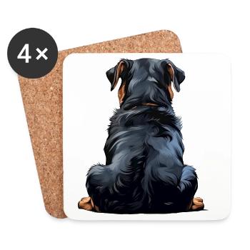 Rottweiler - Dessous de verre (lot de 4) - blanc - Devant