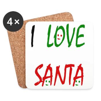 Ich liebe den Weihnachtsmann - Untersetzer (4er-Set) - Weiß - Vorne