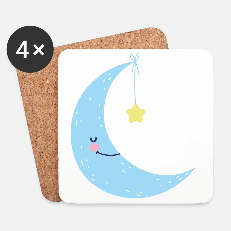 Moon and Star Night Bliss - Coasters (set of 4) - white