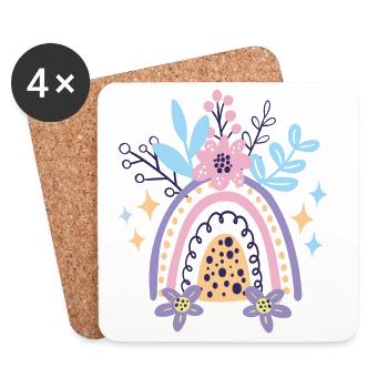 Pastel Rainbow Bloom - Coasters (set of 4) - white - Front