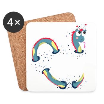 Niedlicher Drachen, Seeungeheuer für Kinder - Untersetzer (4er-Set) - Weiß - Vorne