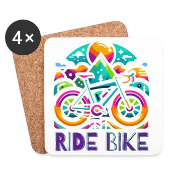 Cyclisme - Ride Bike design - Dessous de verre (lot de 4) - blanc - Devant