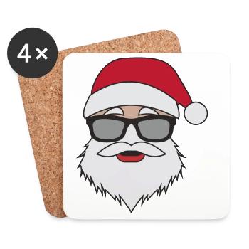 Lunettes de soleil drôles visage de Père Noël avec - Dessous de verre (lot de 4) - blanc - Devant