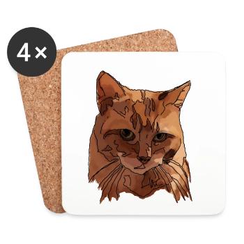Cat - Coasters (set of 4) - white - Front