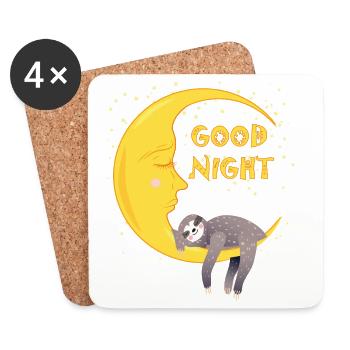 Good Night, Sloth - Coasters (set of 4) - white - Front