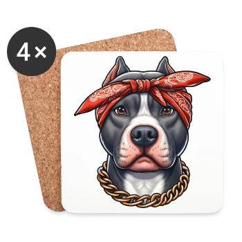 Pitbull Le Gangster - Dessous de verre (lot de 4) - blanc - Devant