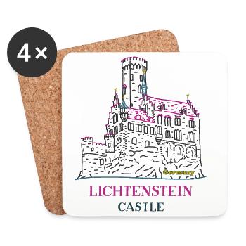 Lichtenstein Castle, Germany, Hand Drawing - Coasters (set of 4) - white - Front