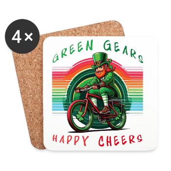 Leprechaun Radfahren St. Patrick's Day Design - Untersetzer (4er-Set) - Weiß - Vorne
