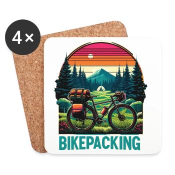 Sentier du Coucher de Soleil pour le Bikepacking - Dessous de verre (lot de 4) - blanc - Devant