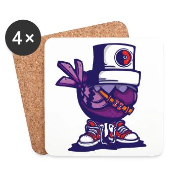 Casquette d’oiseau - Dessous de verre (lot de 4) - blanc - Devant