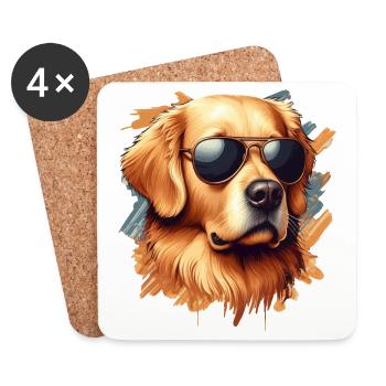 Golden Retriver, der Pilot - Untersetzer (4er-Set) - Weiß - Vorne