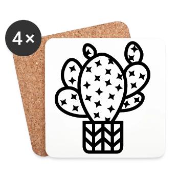 Kaktus Zimmerpflanze Botanische icon Logo Symbol - Untersetzer (4er-Set) - Weiß - Vorne