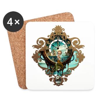 Fantastische Steampunk Marineuhr mit Meerjungfrau - Untersetzer (4er-Set) - Weiß - Vorne