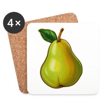 Birne mit Blatt - Untersetzer (4er-Set) - Weiß - Vorne
