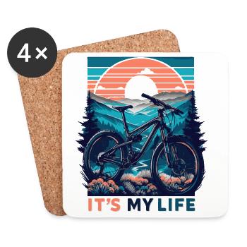 Mountain Bike Sunset Adventure Design - Coasters (set of 4) - white - Front