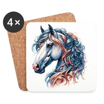 Cheval - Dessous de verre (lot de 4) - blanc - Devant
