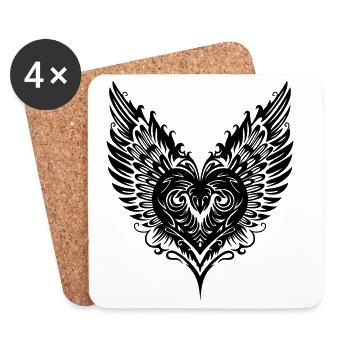 Heart Wing Winged Heart - Coasters (set of 4) - white - Front