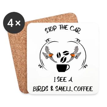 Vogelbeobachtung Vögel Beobachten Birding Kaffee - Untersetzer (4er-Set) - Weiß - Vorne