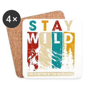 Graphique Stay Wild Mountain - Dessous de verre (lot de 4) - blanc - Devant