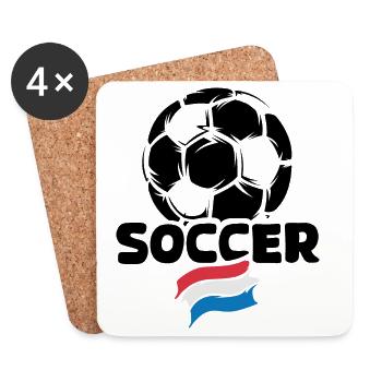 Pays-Bas Ballon De Football Drapeau Logo De L’équipe De Football - Dessous de verre (lot de 4) - blanc - Devant