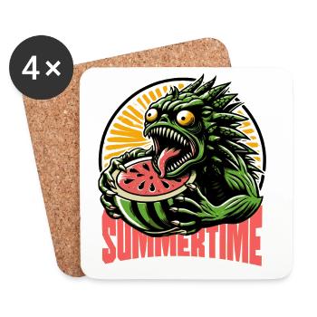 Summertime Summer Vibes Plage Melon Monstre - Dessous de verre (lot de 4) - blanc - Devant