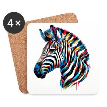 Zebra - Untersetzer (4er-Set) - Weiß - Vorne