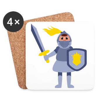 Knight motif for children for birthday gift idea - Coasters (set of 4) - white - Front