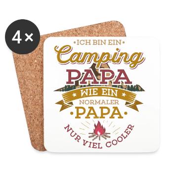 Camping Papa Lagerfeuer Camper Zelten Campingplatz - Untersetzer (4er-Set) - Weiß - Vorne