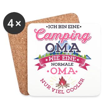 Camping Oma Campingplatz Camper Zelten Lagerfeuer - Untersetzer (4er-Set) - Weiß - Vorne
