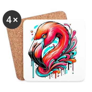 Flamingo - Untersetzer (4er-Set) - Weiß - Vorne