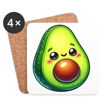 Avocat - Dessous de verre (lot de 4) - blanc - Devant