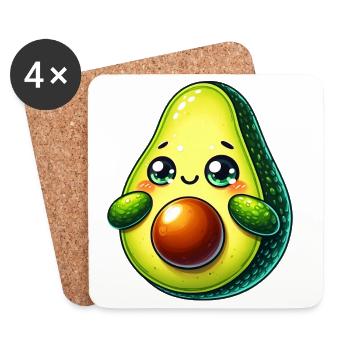 Avocat - Dessous de verre (lot de 4) - blanc - Devant