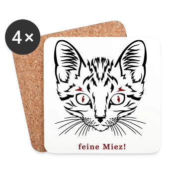 Katze, feine Miez - Untersetzer (4er-Set) - Weiß - Vorne