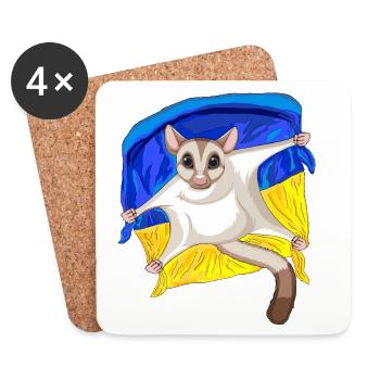 Niedlicher Sugar Glider mit Ukraine Flagge - Untersetzer (4er-Set) - Weiß - Vorne