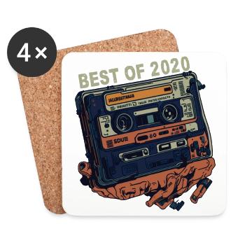 Cassette 2020 vintage 2020 - Millésime depuis 2020 - Dessous de verre (lot de 4) - blanc - Devant