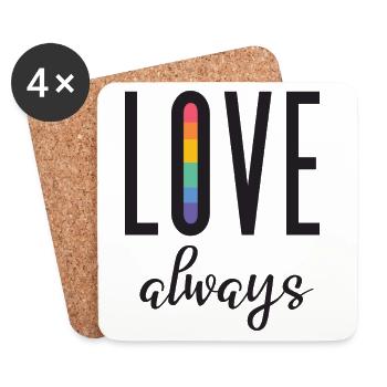 LGBT Pride Month - Liebe immer - Untersetzer (4er-Set) - Weiß - Vorne