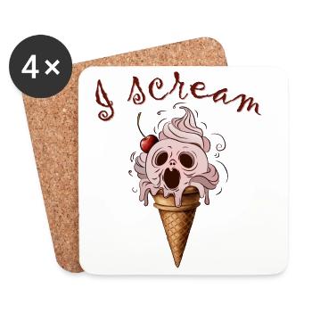 i scream 4 eis cream, böses Eis - Untersetzer (4er-Set) - Weiß - Vorne