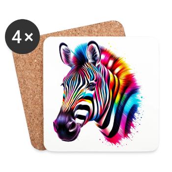 Zebra - Untersetzer (4er-Set) - Weiß - Vorne