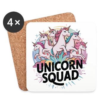 Unicorn Squad - Magische Einhorn Freundschaft - Untersetzer (4er-Set) - Weiß - Vorne