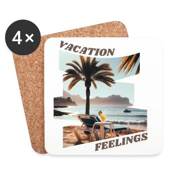 Vacation Feelings Beach Getaway - Coasters (set of 4) - white - Front