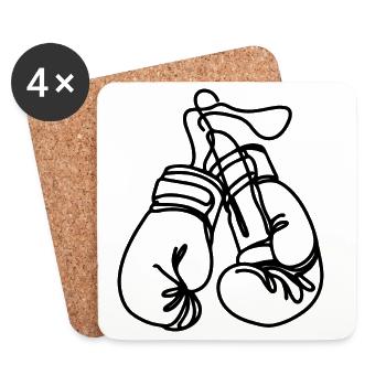 Boxhandschuhe Skizze - Untersetzer (4er-Set) - Weiß - Vorne